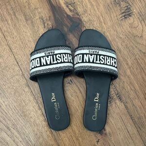Dior Black and White Logo Slide Sandals